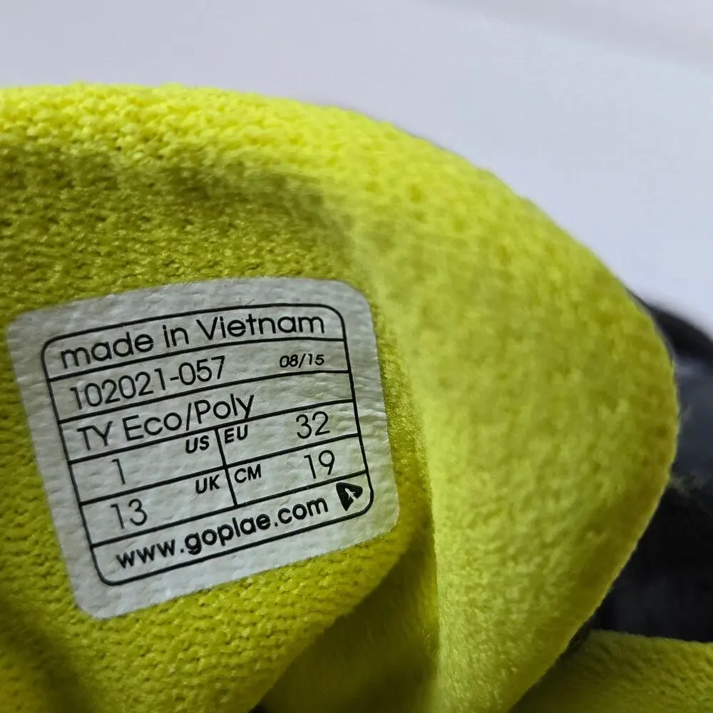 Plae NEW Kids TY Eco Poly Sneaker Shoes Gray Yellow Size US 1 EU 32 Unisex - Picture 10 of 14